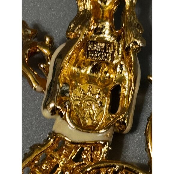 Hutton Wilkinson Mermaid Brooch Swarovski Crystal Red Coral Crown 3" 1990s Signe - Picture 8 of 10